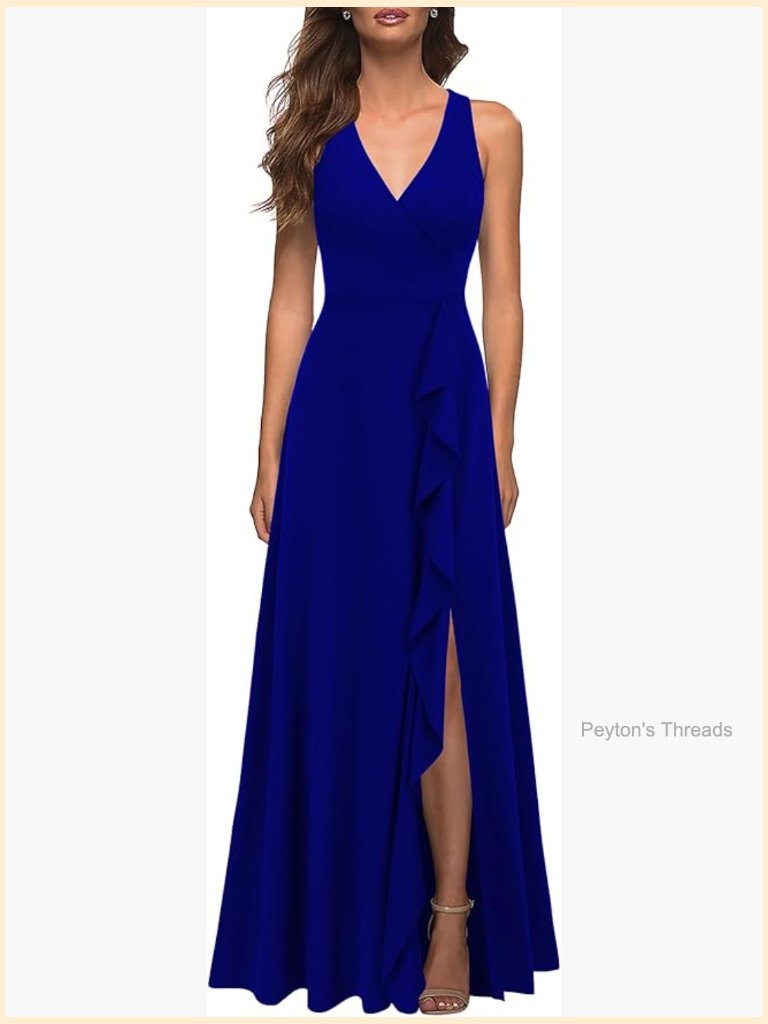 Deep V Neck Sexy Split Maxi A-Line Long Formal Evening Dress
